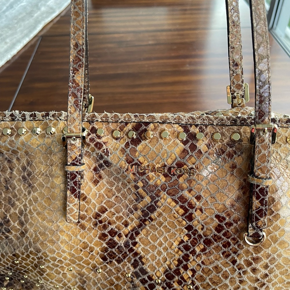 Michael Kors Brown Snake Print Tote - Picture 3 of 9